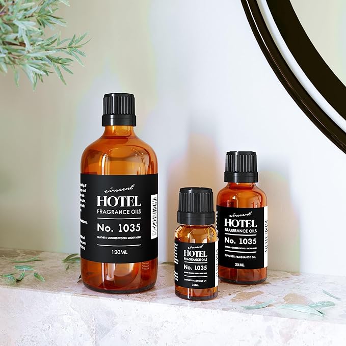 AirScent Hotel Diffuser Oil No. 1035 Inspired by Gramercy Park's Cade 26 Santal Blend - Fragrance Oil for Ultrasonic and Waterless Diffusers and Crafting - 10 mL, 0.34 fl oz Glass Bottle with Dropper