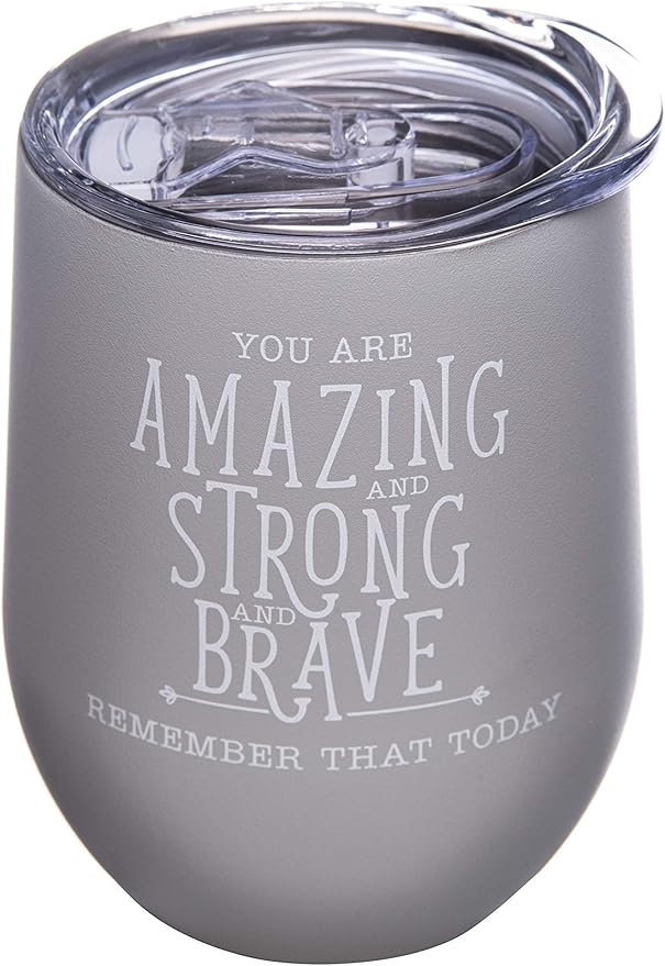 DIVERSEBEE Inspirational Thank You Gifts for Women, Best Friend, Mom, Wife, Girlfriend, Coworker, Nurse, Encouragement Birthday Wine Gifts - Insulated Wine Tumbler Cup with Lid (Glacier Gray)