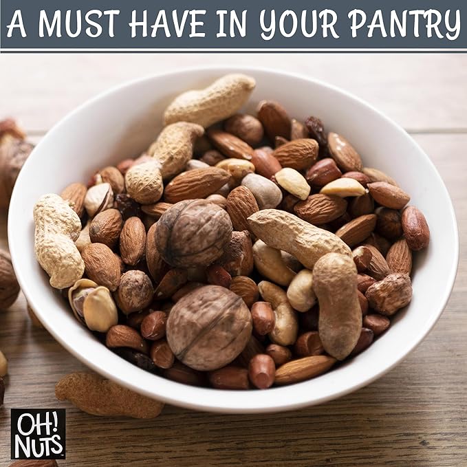 Oh! Nuts Mixed Nuts in Shell - Raw - 100% Natural - 3 lb - Jumbo-Sized Premium Shelled Nuts - Packed in New York Zip-Seal Bag for Exceptional Freshness