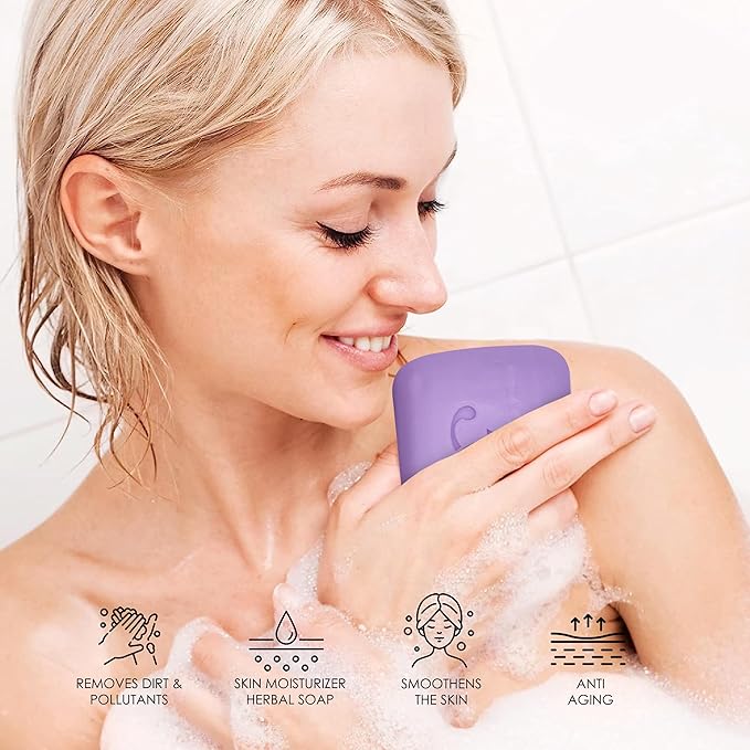 HERBOGANIC Castor oil lavender and peppermint Herbal Soap | Pack of 6 of 5oz soap Bar | Ideal for Men and Women, Soothing and Nourishing Soap for Moisturization