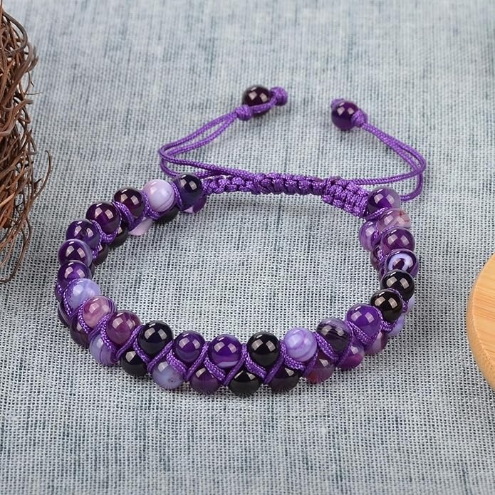 MASSIVE BEADS Double Layer Natural Chakra Healing Power Crystals Macrame Bracelet Yoga Stone Beads Gemstone Meditation Relax Anxiety Bangle for Unisex Women Men