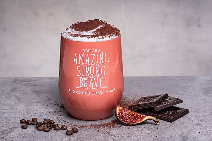DIVERSEBEE Inspirational Thank You Gifts for Women, Best Friend, Sister, Wife, Girlfriend, Coworker, Mom, Encouragement Birthday Wine Gifts - Insulated Wine Tumbler with Lid (Coral)