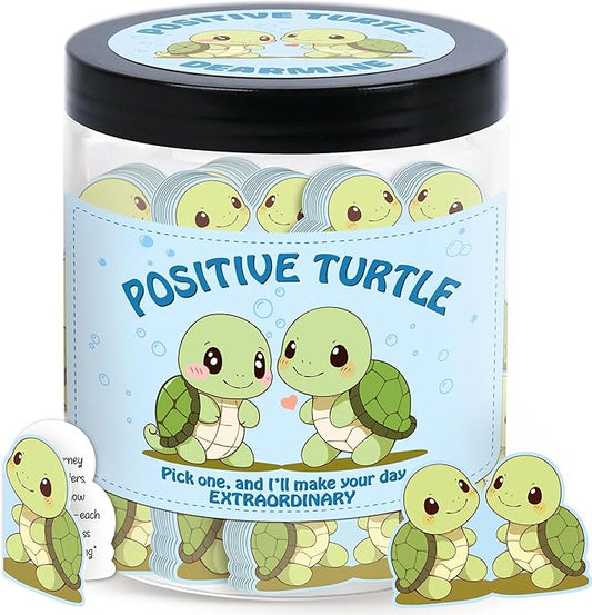 60 Positive Turtle Cards Jar, Affirmation Cards for Women, Emotional Support Turtle, Sea Turtle Gift, Turtle Gifts for Women, Turtle Gifts for Turtle Lovers
