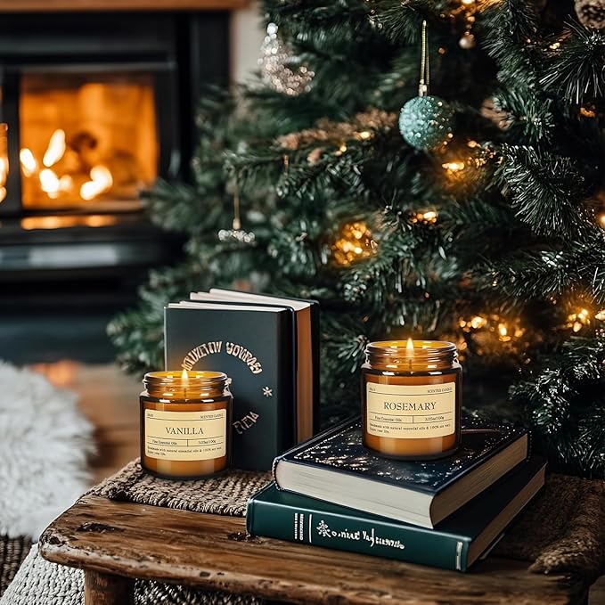 24-Pack Scented Candle Gift Box - 12 scents to Choose from (Rose/Lavender/Lemon/Vanilla), Natural Soy Wax - Birthday, Halloween and Christmas