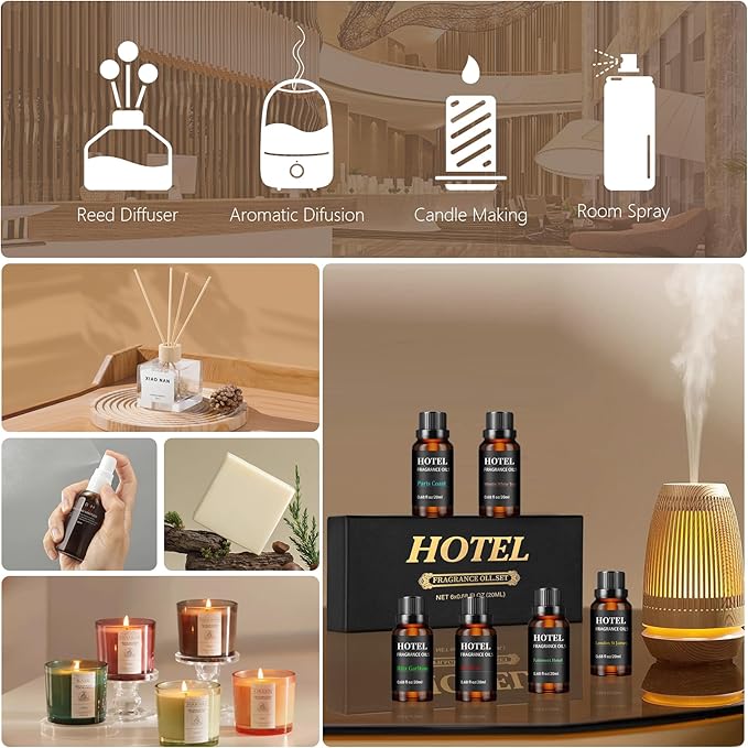 Hotel Collection Diffuser Essential Oil Gift Set- Inspired by The Most Popular 5-Star Hotel Scents -My Way、Westin White Tea、Ritz Carlton Hotel