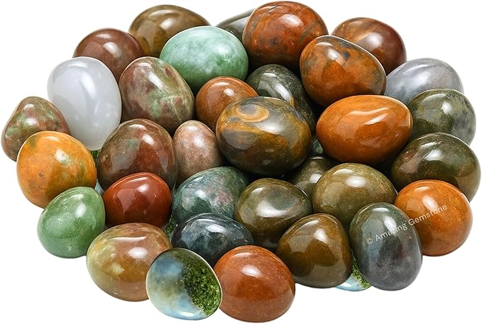 Amazing Gemstone Fancy Jasper Crystals and Healing Stones Tumbled - 1 oz Fancy Jasper Stone, Natural Healing Stones for Energy Balance, Stress Relief - Premium Polished Gems Rocks for Meditation