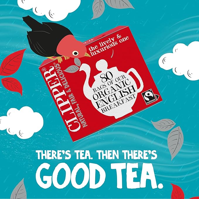 Clipper Tea, English Breakfast Assam Blend, Fairtrade, Organic, Plant-Based, Caffeinated British Tea, 1 Pack, 80 Unbleached Tea Bags