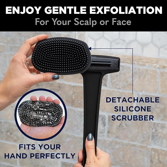 Bearback Silicone Body Scrubber with Extendable Handle – Back Scrubber for Shower, Men & Women – Removable Soft Brush, Gentle, Hygienic & Easy to Use