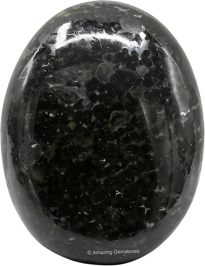 Amazing Gemstone Nuummite Crystals and Healing Stones - Large Palm Stone Crystals Piedra - Crystal for Good Luck, Balanced Positive Energy, Meditation - Unique Stocking Stuffers, Gifts for Women