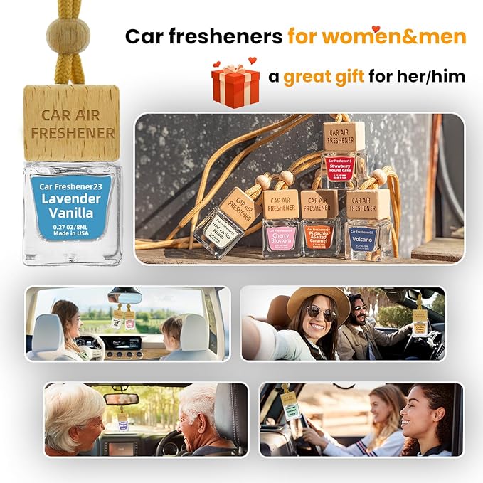 Car Air Freshener Hanging Diffuser – Long-Lasting Essential Oil Scent (Up to 60 Days) – Non-Toxic & Eco-Friendly – 2-Pack Auto Fresheners Made in USA