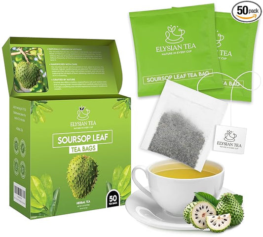 50 PACK Soursop Leaves Tea Bags – Individual Wrapped Tea Bags – All Natural Herbal Tea | Caffeine Free | No Preservatives, No Sugar - Rich In Antioxidants