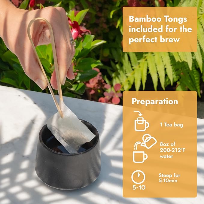 Vital Bloom 120 ct Ginger Tea Bags, Blend With Peppermint, Licorice, Lemongrass and Black Pepper, 100% Natural Ingredients, Bleach Free Tea Bags, Caffeine Free (Free Bamboo Tongs Included)