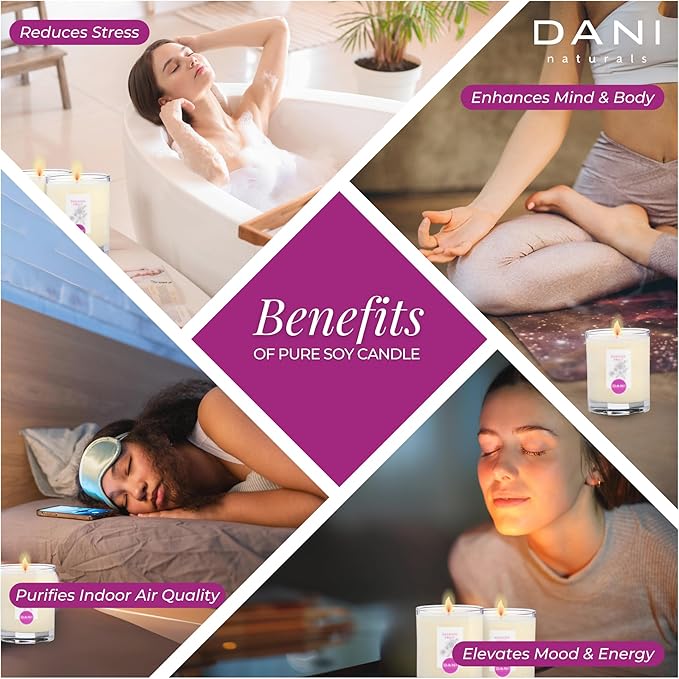 DANI Naturals Soy Candle - Passion Fruit Scent, 100% Pure Soy Wax, Kosher, Non-Toxic, Long-Lasting Burn - 7.5 oz