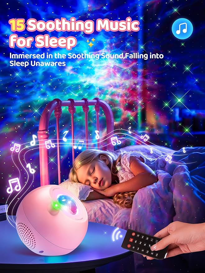 Galaxy Projector for Bedroom, 15 Colors Star Projector Galaxy Light Projector for Bedroom Night Light Projector,15 White Noises Bluetooth Star Lights for Ceiling Projector