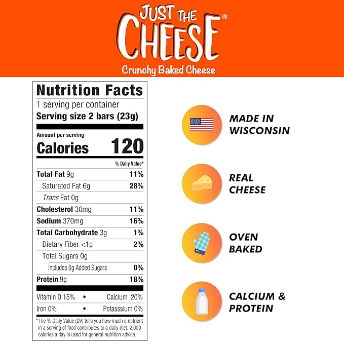 Just the Cheese Cheese Crisps | High Protein Baked Keto Snack | Made with 100% Real Cheese | Gluten Free | Low Carb Lifestyle | CHEESE & AGED CHEDDAR BLEND, 0.8 Ounces (Pack of 10)