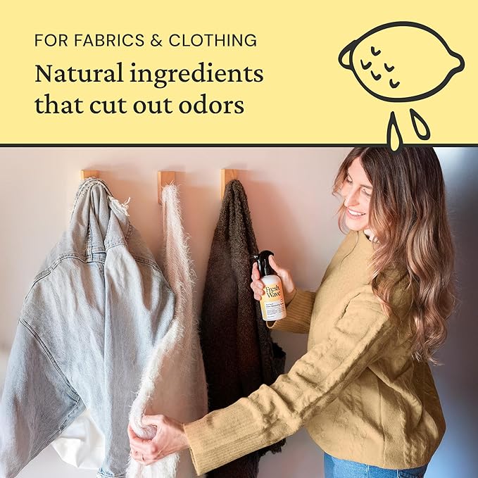 Fresh Wave Lemon Scent Odor Removing Spray, 8 fl. oz. | Pack of 2 | Odor Absorber for Home, Furniture, Fabrics & Trash | Safer Odor Relief