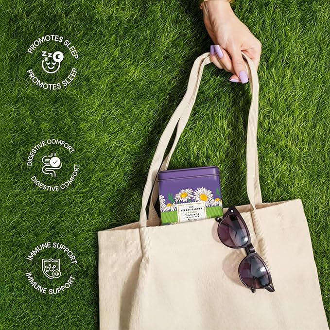 Life Plus Style Gourmet The Secret Garden Organic Chamomile Herbal Tea Bags Calming Caffeine-Free Tea for Sleep & Relaxation Supports Digestion & Stress Relief Non GMO Gluten Free Eco-Friendly