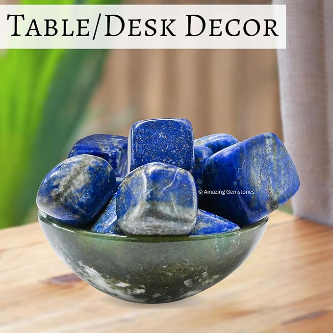 Amazing Gemstone Lapis Lazuli Crystals&Healing Stones Tumbled - 1 oz Lapis Lazuli Stone, Natural Healing Stones for Energy Balance, Stress Relief - Premium Polished Gems Rocks for Meditation&Wellness