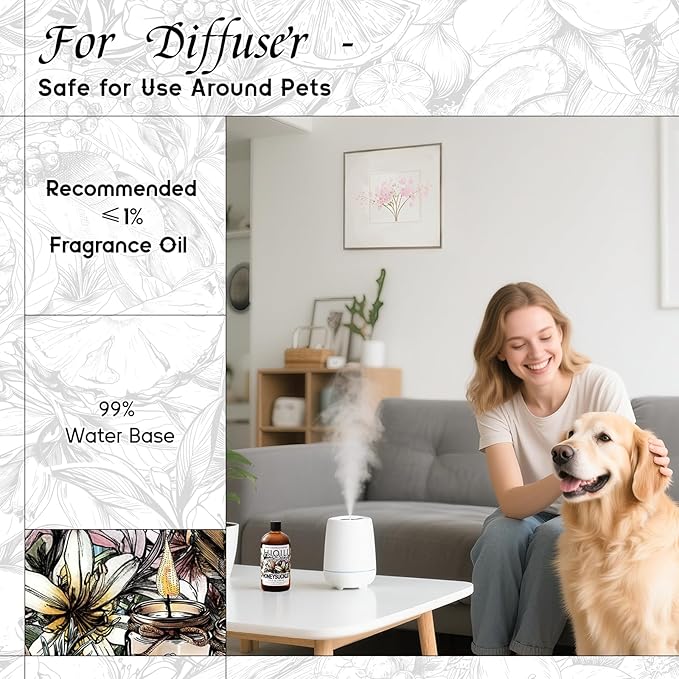 HIQILI Honeysuckle Fragrance Oil for Home Diffuser, Perfect for Candle & Soap Making, Relaxation, Beautiful Gifts - 5.07 Fl Oz