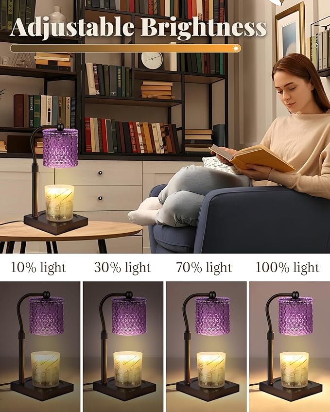Candle Warmer Lamp with Timer Dimmer Adjustable Height, White Elephant Gifts for Women, House Warming New Home Decor Gifts for Mom, Electric Wax Warmer for Jar Candles, Purple