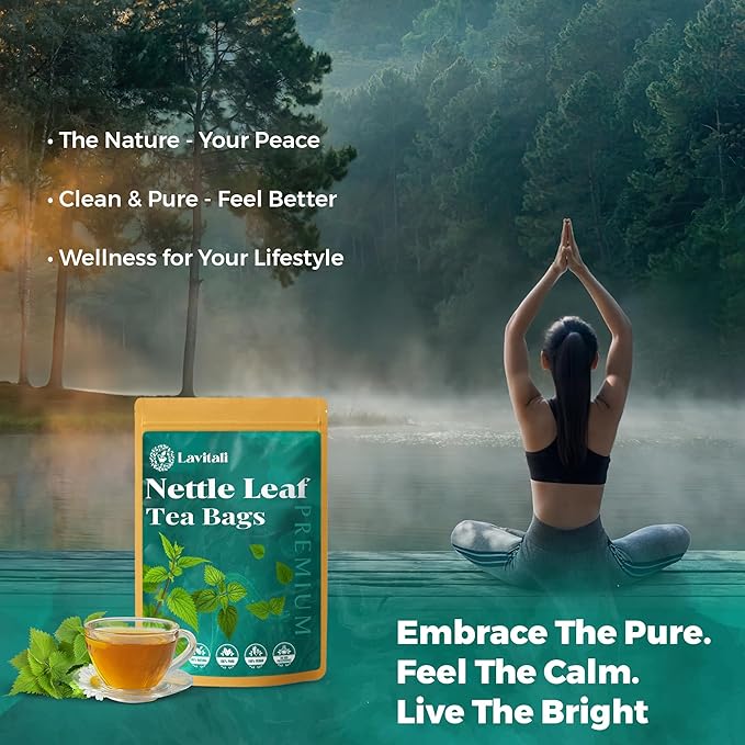 Lavitali, Nettle Leaves Tea Bags | 120 bags, 100% Pure Herbal Tea | Caffeine-Free, Mineral-Rich, Eco-Friendly Filter Bags | Daily Natural Botanical, Hot or Iced Herbal Infusion