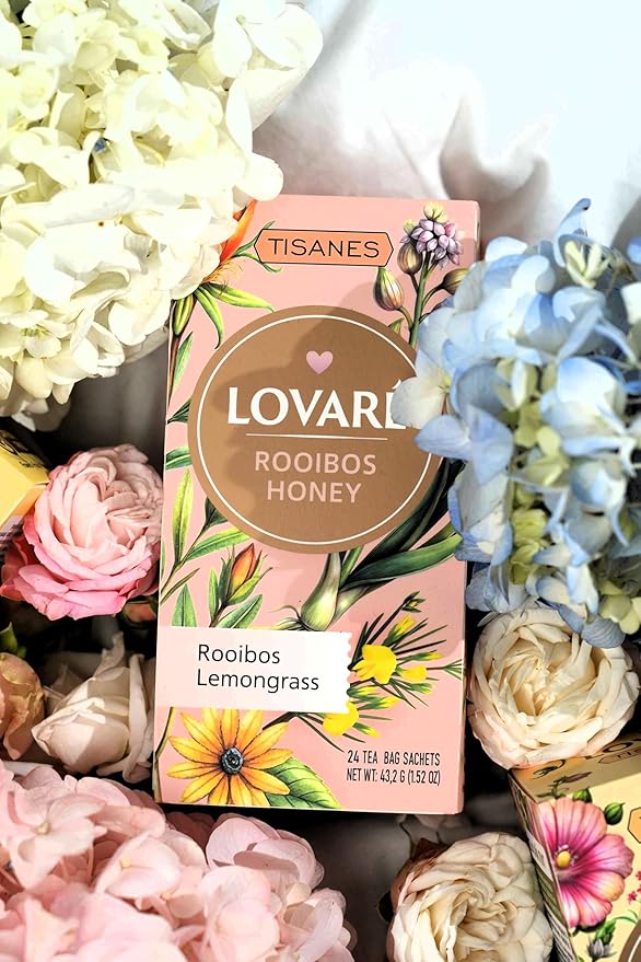 LOVARE Rooibos Honey Tea – Smooth & Naturally Sweet Herbal Blend with Rooibos, Honey & Flowers – Caffeine-Free, 24 Tea Bags (1.8g Each) for Relaxation & Wellness (ROOIBOS HONEY)