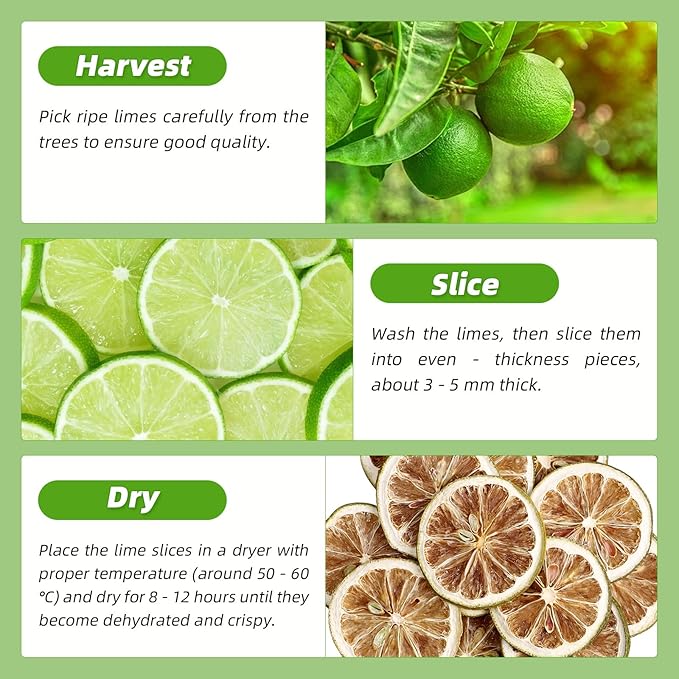 Haomly Dehydrated Lime Slice Wheels |5.3oz/150g|100% Natural Dried Lime Slices|Dehydrated Fruit For Cocktails,Garnishing, Cooking, Baking, Fruit Tea Drinks,Wreath Making,Crafts | No Added Sugar| No Additive