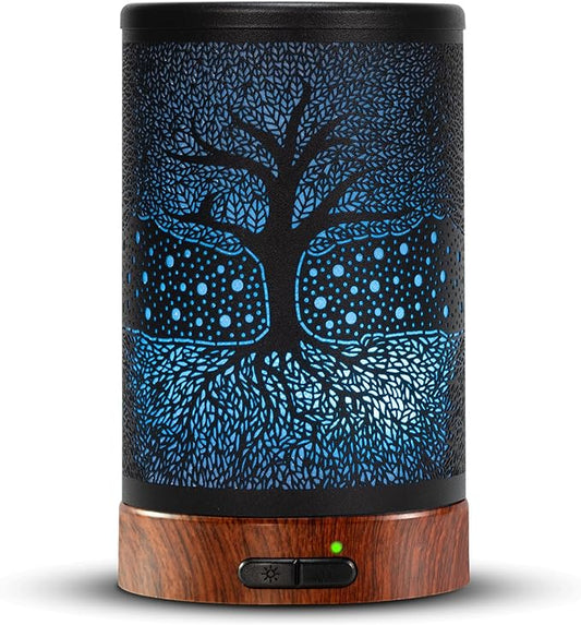 Aromatherapy Essential Oil Diffuser 150ml- Electric Cool Mist Aroma Diffuser with Intermittent Mode, Auto Shut-Off Protection, 7 Colors Changing LED Light for Home Office Decor & Gift (Life Tree)