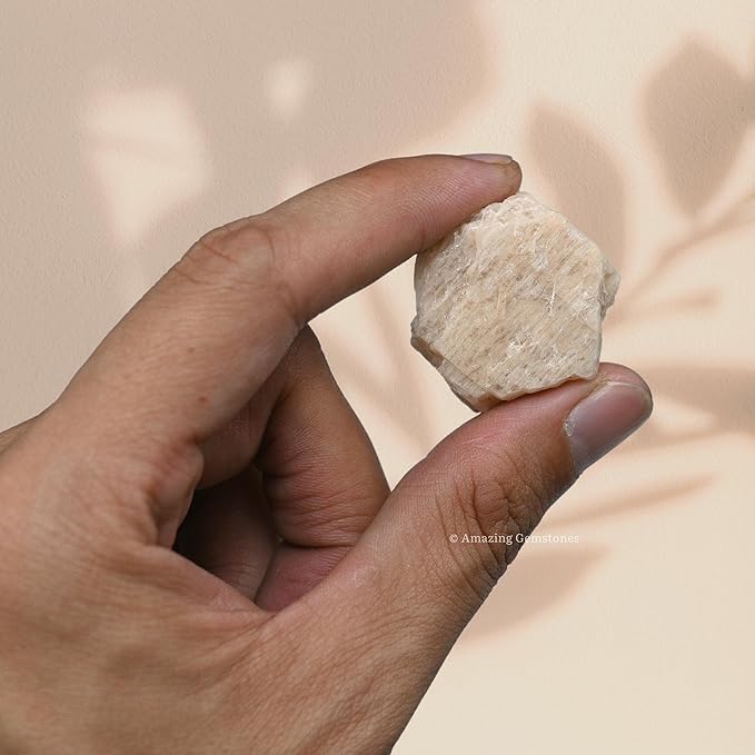 Amazing Gemstone Cream Moonstone Raw Crystals and Healing Stones, Natural Rocks for Tumbling - DIY Raw Stones and Crystals, 2 Pieces