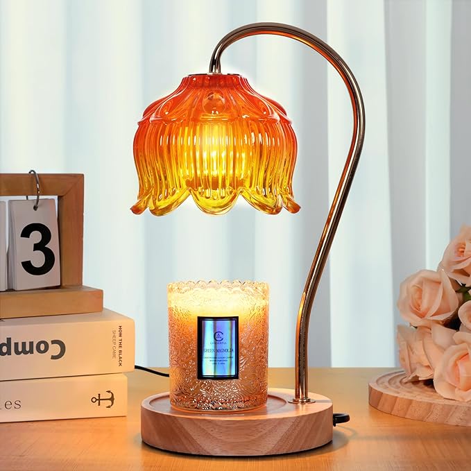 Flower Candle Warmer Lamp with Timer & Dimmer - Fits All Jar Scented Candles - Christmas & Mother's Day Gift for Women，Wife，Mom，Grandma