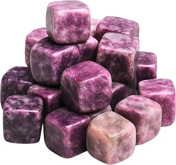 Amazing Gemstone Lepidolite Crystals&Healing Stones - 1oz Lepidolite Stone Gem Stones, Healing Stones for Energy Balance, Stress Relief - Premium Polished Gems Rocks for Meditation&Wellness