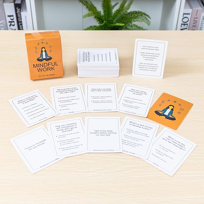 100 Mindful Work Cards – Mindfulness & Self‑Care Prompts for Professionals | Desk & Travel Deck for Stress Relief, Focus, Motivation & Well‑Being