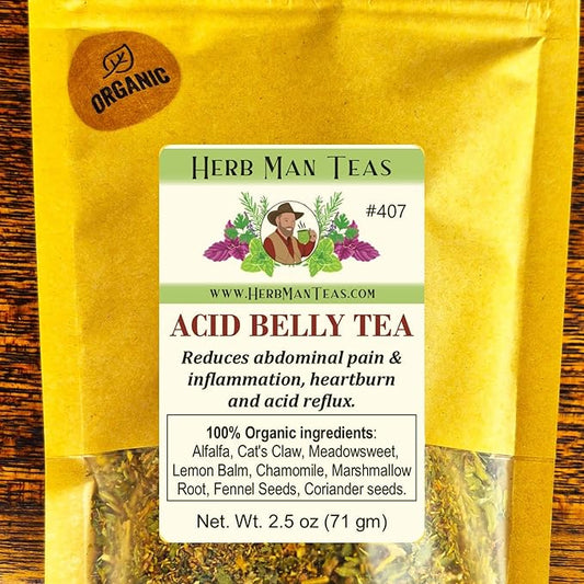 Acid Reflux Tea - Reduces Abdominal Inflammation, Heartburn, and Acid Reflux, formulated by Master Herbalist Khabir- Organic, Non-GMO, no addatives