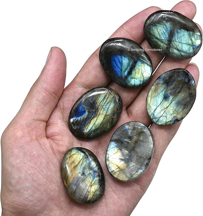 Amazing Gemstone Labradorite Worry Stone, Healing Crystals - Piedra Crystal Fidget for Gift, Meditation, Calming, Relaxation, Stress Relief