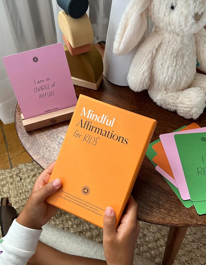 Intelligent Change 30 Positive Mindful Affirmation Cards for Kids with Display Stand - Perfect Gifts for Children & Teachers - Daily Inspiration for Self-Esteem & Positivity