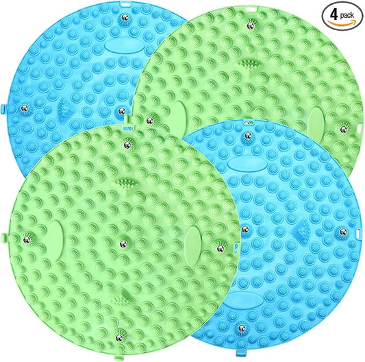 4 Pack Foot Massager Mat Foot Reflexology Pad with Magnetic Relaxation Massage Feet Pressure Point Pad Anti Fatigue Walk Stone Acupoint Mat Particle Portable Massage Tool (Blue and Green)