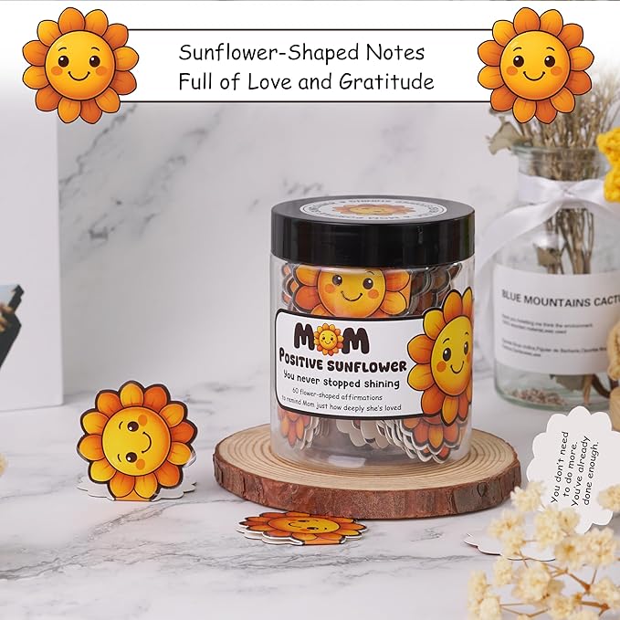60 Positive Sunflower Cards, Affirmation Cards for Women, Mothers Day Gifts from Daughter or Son, Sunflower Gifts for Mom, Inspirational Messages for Mothers, Wife, Grandma
