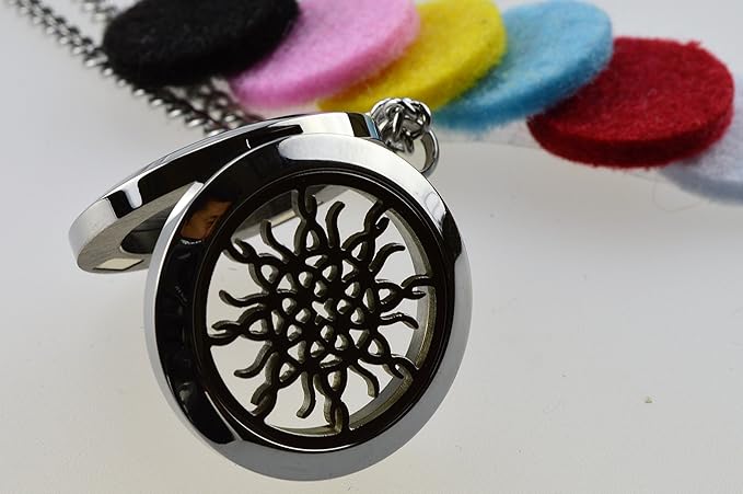 Infinity Flame Knot Essential Oil Diffuser Necklace, Stainless Steel Locket Pendant with 24 inch Chain, 12 Color Refill Pads, Customizable Color Changing Perfume Jewelry Aromatherapy