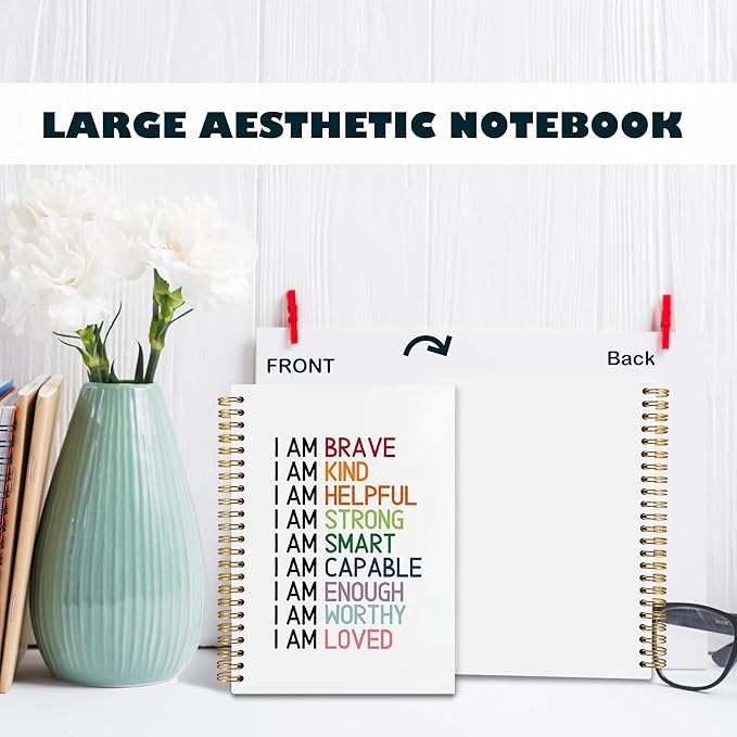BearCake Positive Affirmation Gifts,Inspirational Notebooks, Affirmation Journal, Encouragement Gifts,I am brave kind loved enough worthy Spiral Notebook 5.5x8.3