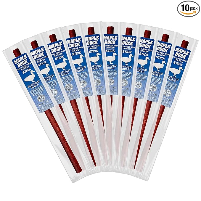 Buffalo Bob's Wild Game Meat Snack Stick - Maple Duck Stick 10 Pack