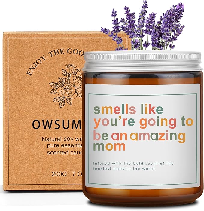Mothers Day Gifts for Mom,New Mom Gifts,Gift for New Moms,Mothers Gift After Birth-7 OZ Lavender Soy Wax Candle