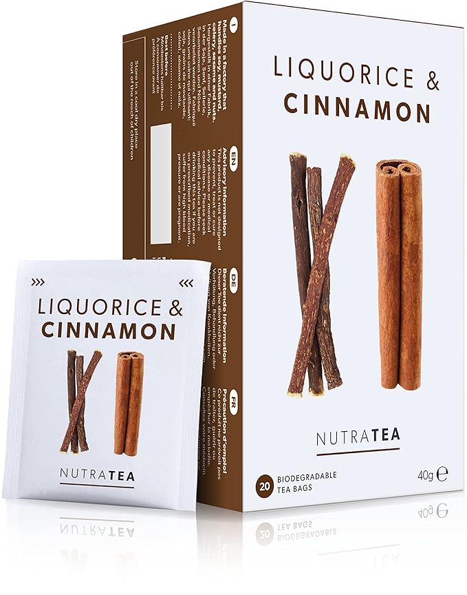Nutra Tea - Liquorice & Cinnamon Tea | Licorice Tea | Cinnamon Tea - 20 Tea Bags - Herbal Tea - (1 Pack)