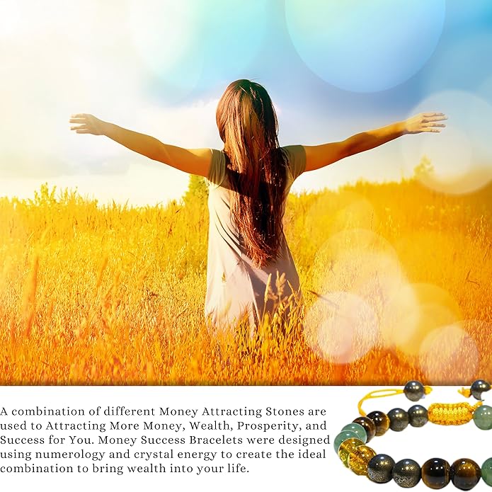 Energy Protection Crystal Handmade Adjustable Bead Bracelet Perfect for Men, Women’s Gift - Gemstone Healing Stretch Bracelet Pulsera Para Hombre Mujer Stocking Stuffer