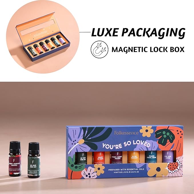 Folkulture Essential Oils for Diffusers | Oil Diffuser Essential Oil Set of 6 Fragrance Oil | Diffusers Oil Scents for Home | Fragrance Oil for Diffusers | Patchouli, Jasmine, Rose