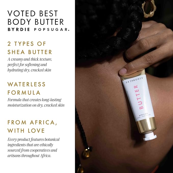 54 Thrones Mini African Beauty Shea Butter, Intensive Dry (Kenyan Hibiscus + Moroccan Rose)