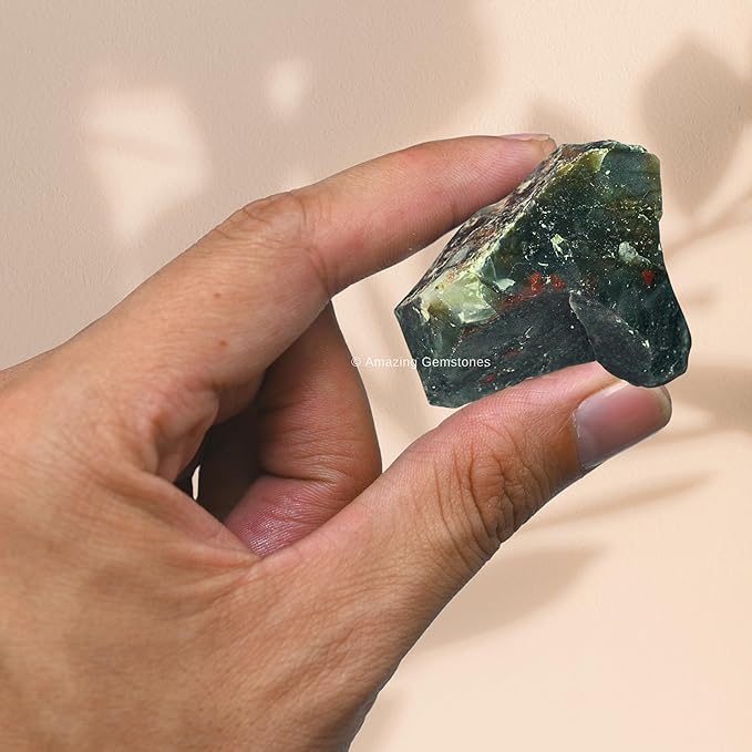 Amazing Gemstone African Bloodstone Raw Crystals and Healing Stones, Natural Rocks for Tumbling - DIY Raw Stones and Crystals, 2 Pieces