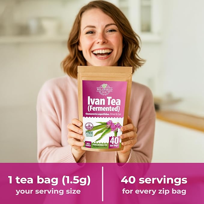40 Bags Ivan Tea Siberian Fireweed Tea Herb Blooming Sally (Chamerion Angustifolium) - Ivan Chai 40 Count 1.5 g Bags Epilobium Angustifolium Иван Чай