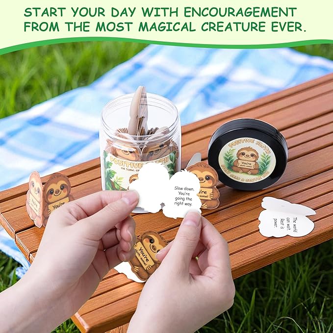 Positive Sloth Jar – 60 Affirmation Cards For Women, Girls - Mental Health & Stress Relief Support Gift, Sloth Gifts For Women, Coworker, Teen Girl Gifts Trendy Stuff