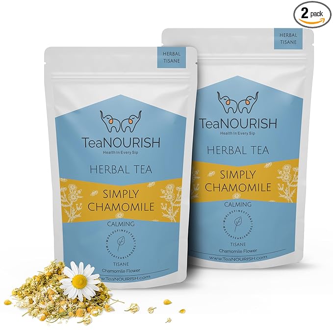 TeaNOURISH Simply Chamomile Herbal Tea | CAFFEINE-FREE | Calming & Relaxing Chamomile Sleep Tea | 100% NATURAL | Brew Hot or Iced Tea - 1.76oz/50g