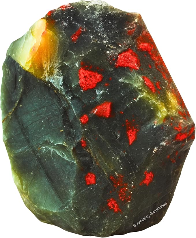 Amazing Gemstone African Bloodstone Raw Crystals and Healing Stones, Natural Rocks for Tumbling - DIY Raw Stones and Crystals, 2 Pieces